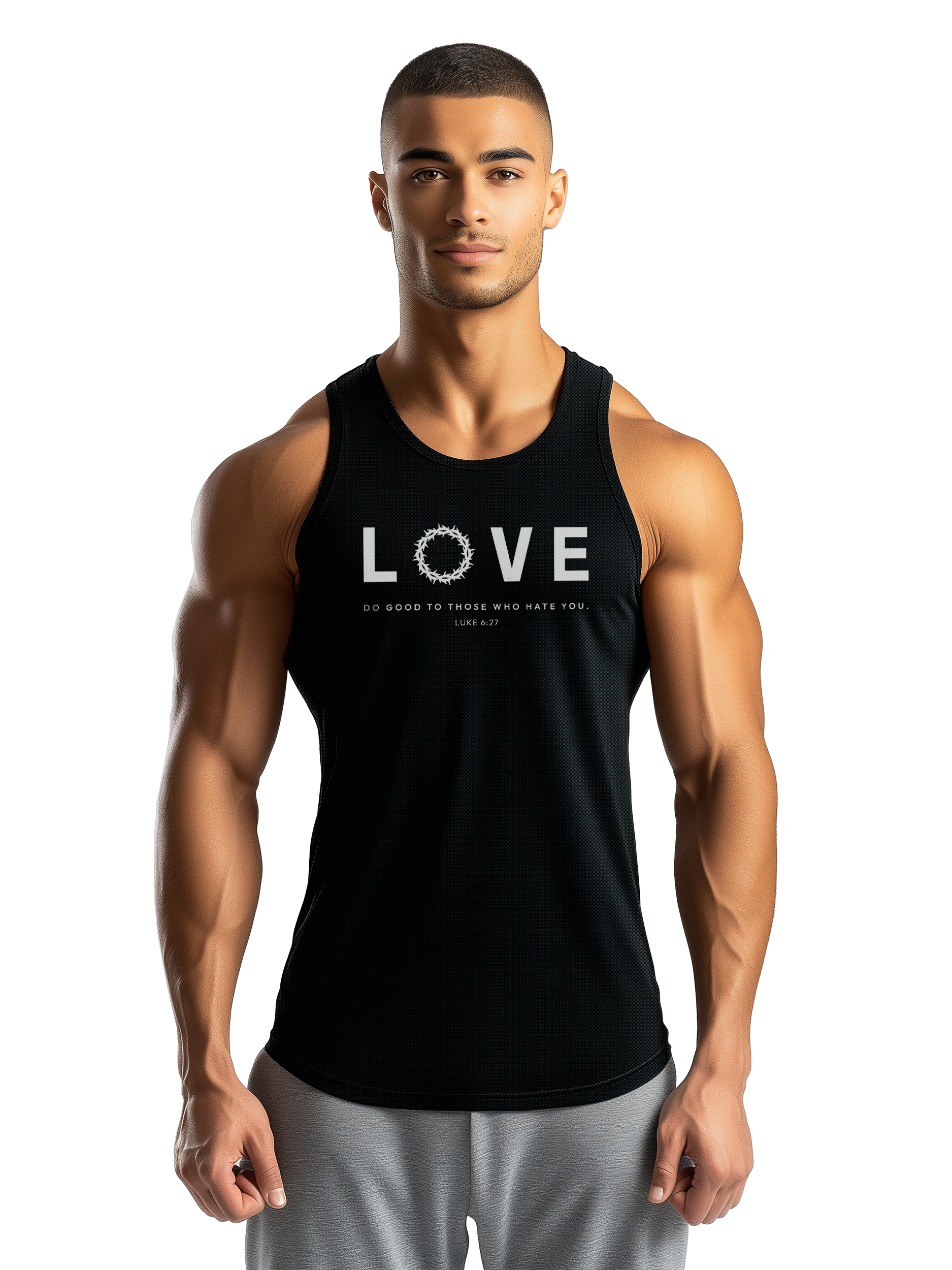 Love Tank Top with Crown of Thorns - Onyx