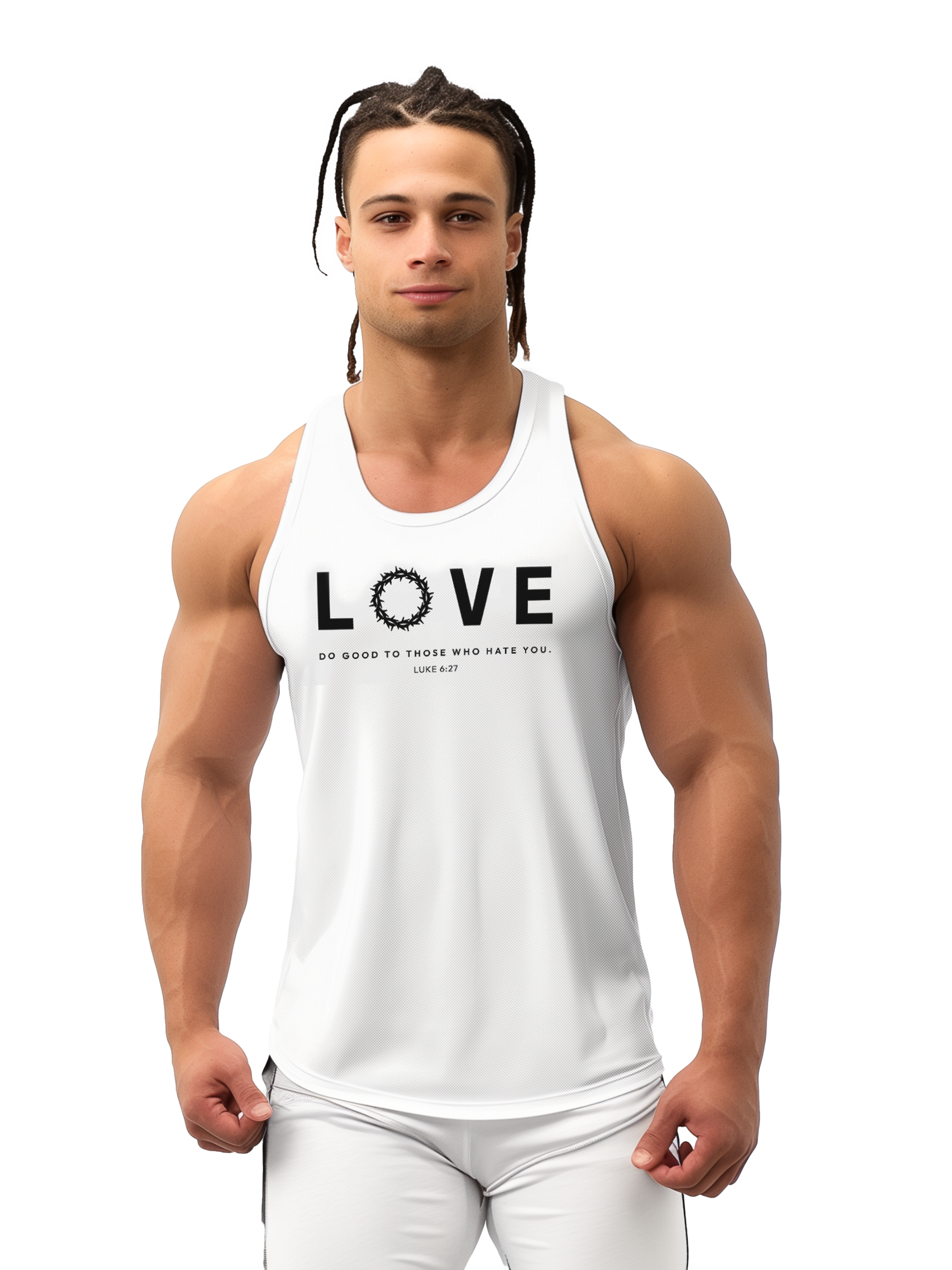 Love Tank Top with Crown of Thorns - Pearl