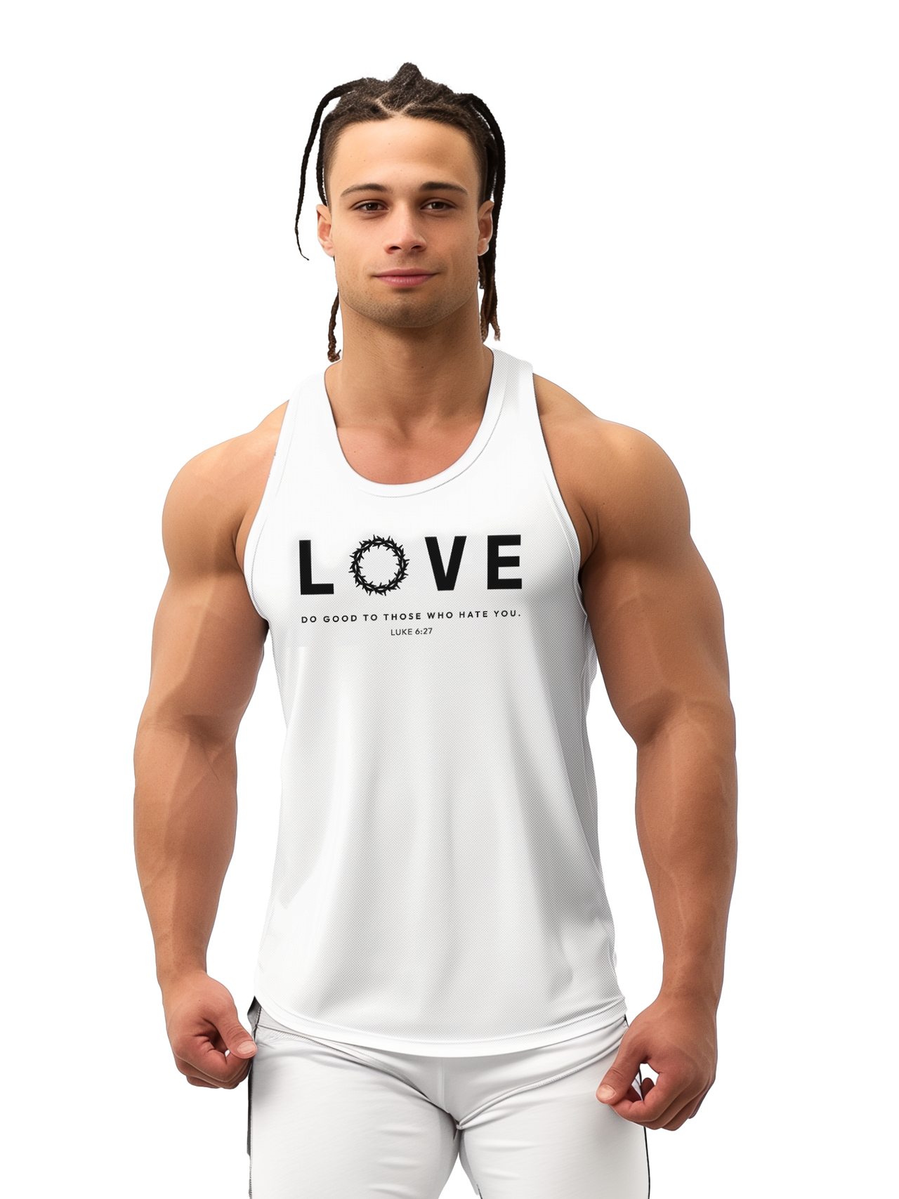 Love Tank Top with Crown of Thorns - Pearl